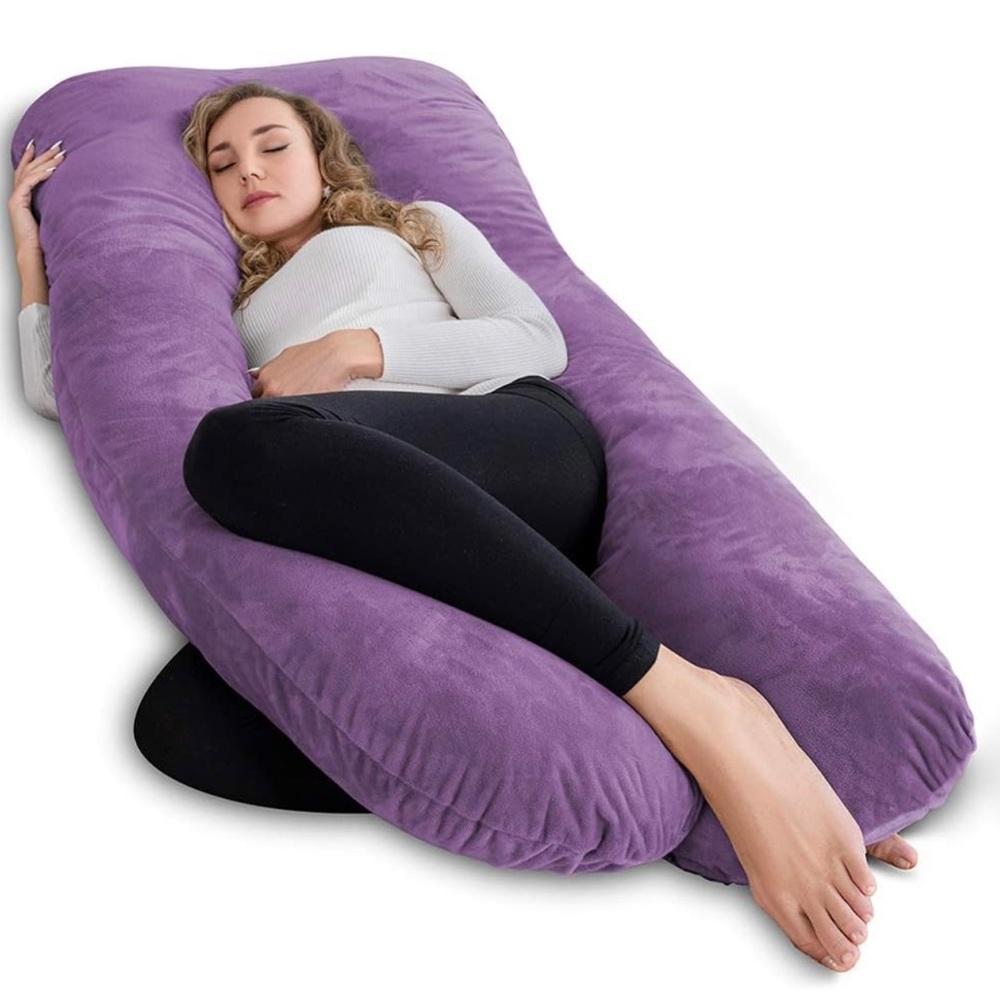Purple Velvety U-Shaped Pregnancy Pillow